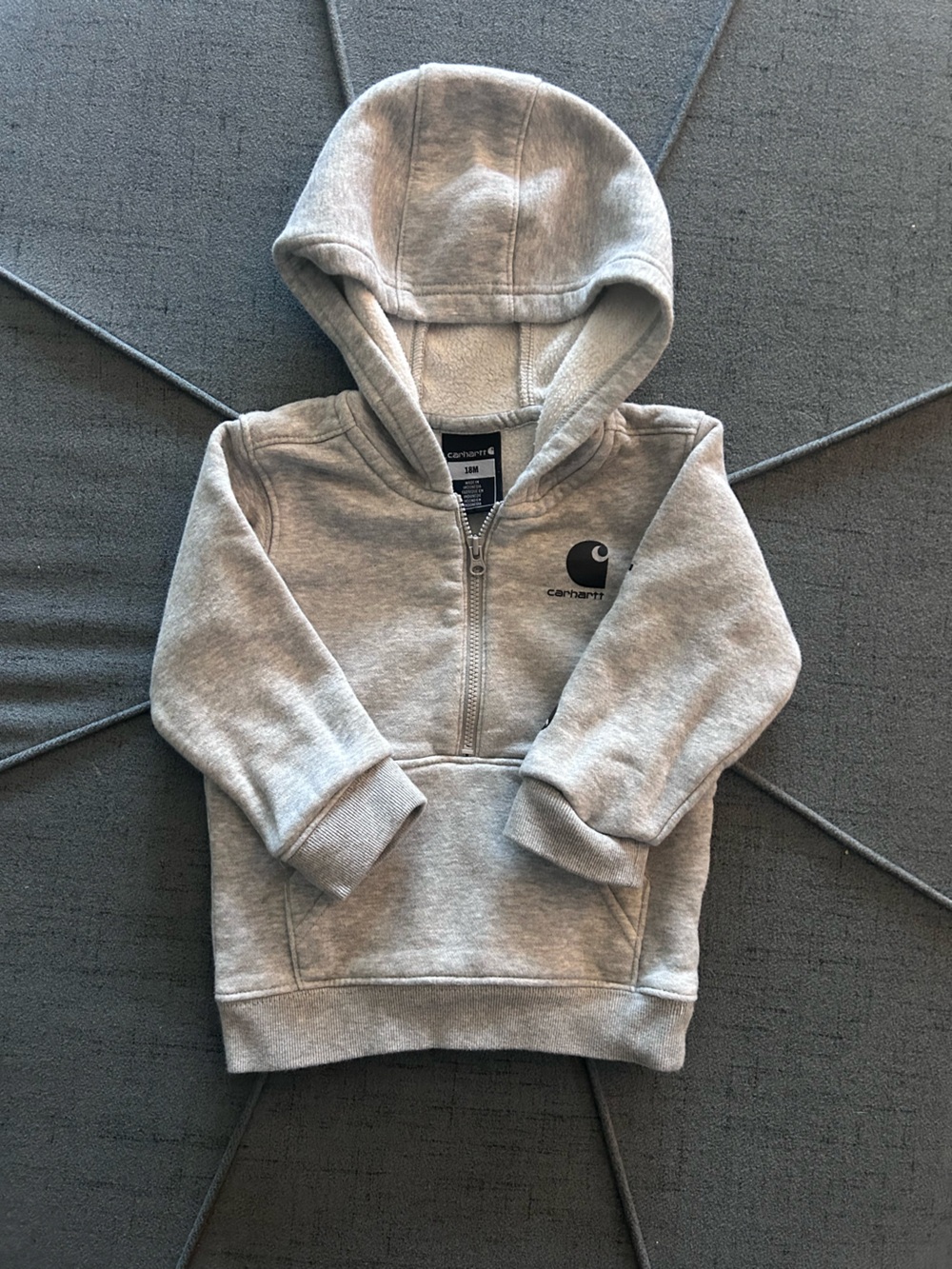 Carhartt Kids Light Gray Hooded Zip-Up Sweatshirt